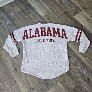 PINK Victoria's Secret White Long Sleeve Tee with Red Accents